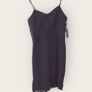 NWT DEX | Black Lace detail Midi Dress knee length spaghetti strap size medium